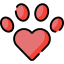 Huella de pata con un corazón, símbolo de amor por las mascotas y el bienestar animal. Ideal para contenido relacionado con el cuidado de animales y adopciones.